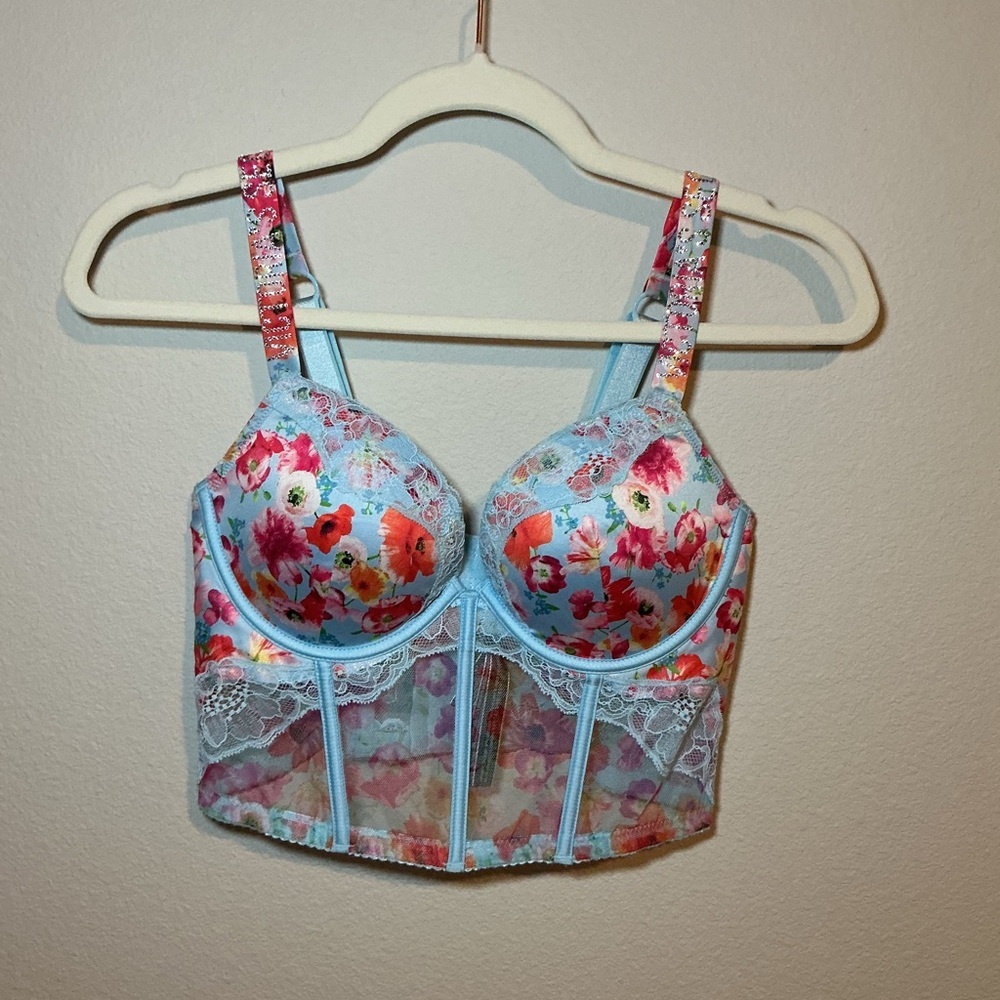 Victoria's Secret Floral Lace Bra in Blue and Red - Picture 3 of 6
